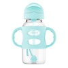 image:imageDr Browns Milestones WideNeck Sippy Straw Bottle with 100 Silicone Handles and Weighted Straw 9 oz270 mL Blue 6mGreen