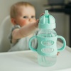 image:imageDr Browns Milestones WideNeck Sippy Straw Bottle with 100 Silicone Handles and Weighted Straw 9 oz270 mL Blue 6mGreen