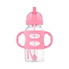 image:imageDr Browns Milestones WideNeck Sippy Straw Bottle with 100 Silicone Handles and Weighted Straw 9 oz270 mL Blue 6mPink