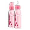 image:imageDr Browns Natural Flow AntiColic OptionsNarrow 8oz250mL Baby Bottle  Lovey Gift Set with Level 1 Slow Flow Nipples PinkPink  Clear