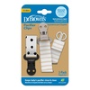 image:imageDr Browns Pacifier Clips Universal Fit Fabric Strap for Pacifiers Flowers and Stripes BPAFree 018 Months 2PackBlack and Ecru