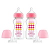 image:imageDr Browns AntiColic Options WideNeck Sippy Bottle Starter Kit 9oz270mL with Level 3 MediumFast Flow Nipple and Soft 100 Silicone Sippy Spout Blue BPA Free 6m2Pack  Pink