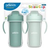 image:imageDr Browns Milestones Insulated Sippy Cup with Straw and Handles SpillProof Tumbler with Lid PinkCoral 10 oz300 mL BPAFree 12m 2PackLightGreen  Green