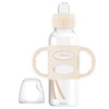 image:imageDr Browns Milestones Narrow Sippy Spout Bottle with 100 Silicone EasyGrip Handles and Soft Sippy Spout 8oz250mL Gray 1Pack 6m1 Pack  Ecru