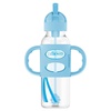 image:imageDr Browns Milestones Narrow Sippy Straw Bottle SpillProof with 100 Silicone Handles and Weighted Straw 8 oz250 mL Gray 6mBlue
