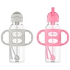 image:imageDr Browns Milestones Narrow Sippy Straw Bottle SpillProof with 100 Silicone Handles and Weighted Straw 8 oz250 mL Gray 6mGray  Pink