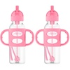 image:imageDr Browns Milestones Narrow Sippy Straw Bottle SpillProof with 100 Silicone Handles and Weighted Straw 8 oz250 mL Gray 6mPink  Pink