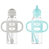 image:imageDr Browns Milestones Narrow Sippy Straw Bottle SpillProof with 100 Silicone Handles and Weighted Straw 8 oz250 mL Gray amp Green 6m