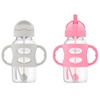 image:imageDr Browns Milestones WideNeck Sippy Straw Bottle with 100 Silicone Handles and Weighted Straw 9 oz270 mL Blue 6mGray  Pink