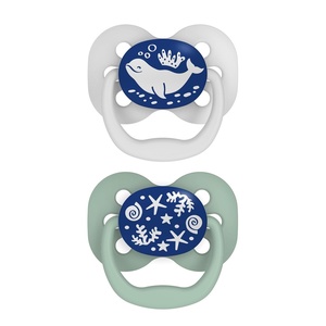image:imageDr Browns Advantage GlowinTheDark Baby Pacifier Fully Symmetrical Soother with Soft Silicone Bulb Blue Ocean 06m BPA Free 2 Pack