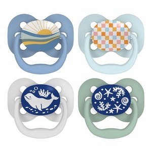 image:imageDr Browns Advantage GlowinTheDark Baby Pacifier Fully Symmetrical Soother with Soft Silicone Bulb Blue SunriseBlue Ocean 06m BPA Free 4 Pack4 Pack