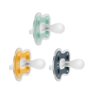 image:imageDr Browns Advantage OnePiece Silicone Baby Pacifier Fully Symmetrical Soother Dark GrayGreenYellow 618m BPA Free 3 Pack
