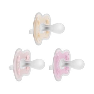 image:imageDr Browns Advantage OnePiece Silicone Baby Pacifier Fully Symmetrical Soother EcruGrayGreen 06m BPA Free 3 Pack3 Pack  EcruLight PinkPink