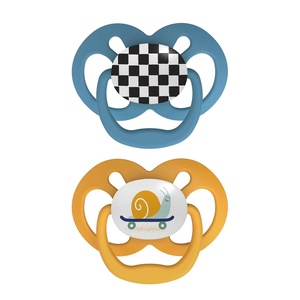 image:imageDr Browns Advantage Symmetrical Pacifier with Air Flow  Blue GlowinTheDark  2Pack  618m Pack of 22 Pack  Skateboard Snail