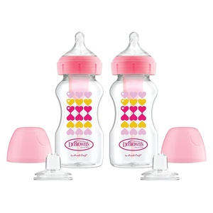 image:imageDr Browns AntiColic Options WideNeck Sippy Bottle Starter Kit 9oz270mL with Level 3 MediumFast Flow Nipple and Soft 100 Silicone Sippy Spout Blue BPA Free 6m2Pack  Pink