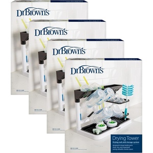 image:imageDr Browns Baby Bottle Drying Tower StandUp Countertop Drying Rack with Organized Storage for Baby Essentials Space Saving Vertical Rack BlackWhiteBlack  White