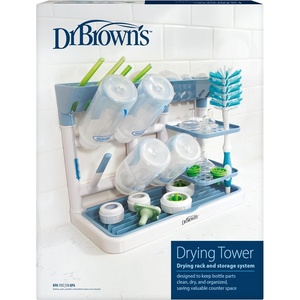 image:imageDr Browns Baby Bottle Drying Tower StandUp Countertop Drying Rack with Organized Storage for Baby Essentials Space Saving Vertical Rack BlackWhiteBlueWhite