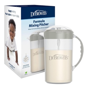image:imageDr Browns Baby Formula Mixing Pitcher with Adjustable Stopper Locking Lid amp No Drip Spout Black BPA Free 36oz 1 PackGray