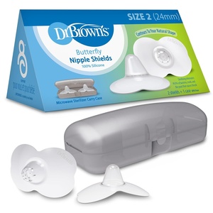 image:imageDr Browns Butterfly Breastfeeding Nipple Shields for Protecting Sore Flat or Inverted Nipples Essential for Latching Difficulties with Microwave Sterilizer Carrying Case 20mm24mm