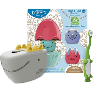 image:imageDr Browns CleanUp Float amp Hatch Dino Eggs MultiUse Interactive Bath and Pool Toy for Toddlers 6m BPA Free Packaging May VaryDino Hatch Eggs  Dino Bath Spout Cover  and Green Dino Toothbrush