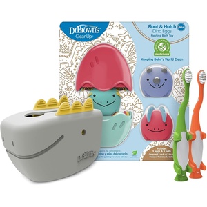 image:imageDr Browns CleanUp Float amp Hatch Dino Eggs MultiUse Interactive Bath and Pool Toy for Toddlers 6m BPA Free Packaging May VaryDino Hatch Eggs  Dino Bath Spout Cover  and Orange and Green Dino Toothbrushes