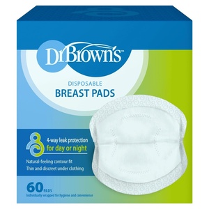image:imageDr Browns Disposable Breast Pads for Leakproof Protection Absorbent and Discreet Nursing Pads with Adhesive Strips for Day or Night 60 Count Pack of 160 Count