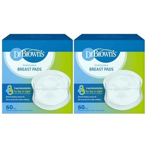 image:imageDr Browns Disposable Breast Pads for Leakproof Protection Absorbent and Discreet Nursing Pads with Adhesive Strips for Day or Night 60 Count Pack of 1120 Count