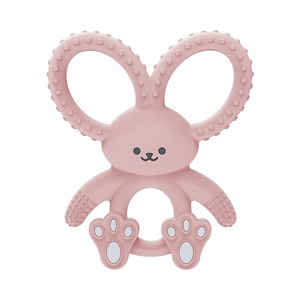 image:imageDr Browns Flexees Teether Gray Bunny Soft 100 Silicone Baby Teether BPA Free 3m 1 PackBunny  Pink