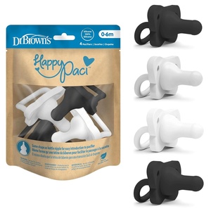 image:imageDr Browns HappyPaci 100 Silicone Baby Pacifier Contoured OnePiece Design GrayGreenEcru 06m BPAFree 3Pack4Pack  GrayBlackWhite