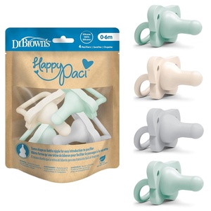 image:imageDr Browns HappyPaci 100 Silicone Baby Pacifier Contoured OnePiece Design GrayGreenEcru 06m BPAFree 3Pack4Pack  GrayGreenEcru