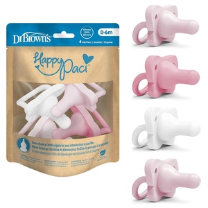 image:imageDr Browns HappyPaci 100 Silicone Baby Pacifier Contoured OnePiece Design GrayGreenEcru 06m BPAFree 3Pack4Pack  LightPinkPinkWhite