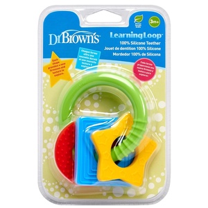 image:imageDr Browns Learning Loop Baby Teether Ring Multiple Shapes and Textures 100 Silicone BPAFree 3m
