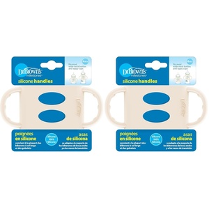image:imageDr Browns Milestones 100 Silicone Baby Bottle Handles WideNeck Light Blue Green Gray 3 Pack 4m1 Pack  Ecru
