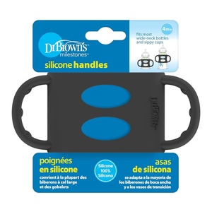 image:imageDr Browns Milestones 100 Silicone Baby Bottle Handles WideNeck Light Blue Green Gray 3 Pack 4mBlack