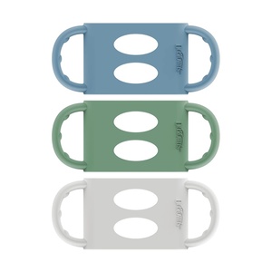 image:imageDr Browns Milestones 100 Silicone Baby Bottle Handles WideNeck Light Blue Green Gray 3 Pack 4mBlue  Gray  Green