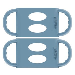 image:imageDr Browns Milestones 100 Silicone Baby Bottle Handles WideNeck Light Blue Green Gray 3 Pack 4mBlue  Value Pack