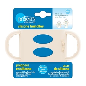 image:imageDr Browns Milestones 100 Silicone Baby Bottle Handles WideNeck Light Blue Green Gray 3 Pack 4mEcru