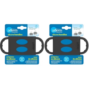 image:imageDr Browns Milestones 100 Silicone Baby Bottle Handles WideNeck Light Blue Green Gray 3 Pack 4mNegro