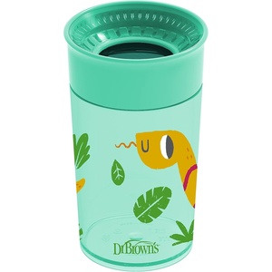 image:imageDr Browns Milestones Cheers 360 Spoutless Transition Cup with Handles Travel Friendly and Leak Free Sippy Blue Animals 7 oz200 mL BPAFree 6m 1PackGreen Animals  10 oz