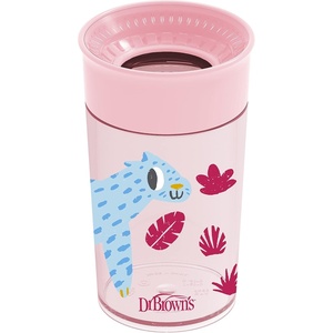 image:imageDr Browns Milestones Cheers 360 Spoutless Transition Cup with Handles Travel Friendly and Leak Free Sippy Blue Animals 7 oz200 mL BPAFree 6m 1PackPink Animals  10 oz