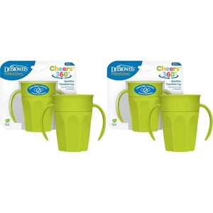 image:imageDr Browns Milestones Cheers 360 Spoutless Transition Cup with Handles Travel Friendly and Leak Free Sippy for Babies and Toddlers Pink BPAFree 7 oz200 mL 6mGreen  Green