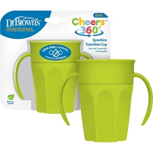 image:imageDr Browns Milestones Cheers 360 Spoutless Transition Cup with Handles Travel Friendly and Leak Free Sippy for Babies and Toddlers Pink BPAFree 7 oz200 mL 6mGreen