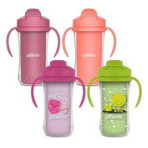 image:imageDr Browns Milestones Insulated Sippy Cup with Straw and Handles SpillProof Tumbler with Lid PinkCoral 10 oz300 mL BPAFree 12m 2PackPinkOrangeGreenPurple