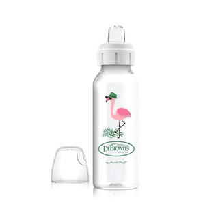 image:imageDr Browns Milestones Narrow Sippy Bottle 100 Silicone Soft Sippy Spout 8oz250mL 6m Lion1 Pack  Flamingo