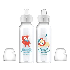 image:imageDr Browns Milestones Narrow Sippy Bottle 100 Silicone Soft Sippy Spout 8oz250mL 6m Lion2 Pack  Fox  Lion