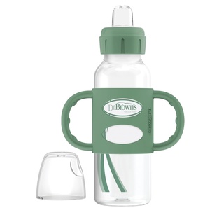 image:imageDr Browns Milestones Narrow Sippy Spout Bottle with 100 Silicone EasyGrip Handles and Soft Sippy Spout 8oz250mL Gray 1Pack 6m1 Pack  Green