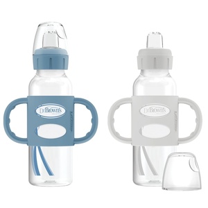image:imageDr Browns Milestones Narrow Sippy Spout Bottle with 100 Silicone EasyGrip Handles and Soft Sippy Spout 8oz250mL Gray 1Pack 6m2 Pack  Light Blue  Gray