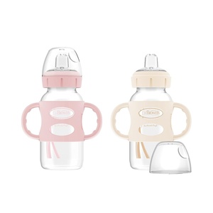 image:imageDr Browns Milestones WideNeck Sippy Spout Bottle with 100 Silicone Handles EasyGrip Handles with Soft Sippy Spout 9oz270mL LightPink amp Ecru 2Pack 6mEcruLightPink