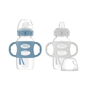 image:imageDr Browns Milestones WideNeck Sippy Spout Bottle with 100 Silicone Handles EasyGrip Handles with Soft Sippy Spout 9oz270mL LightPink amp Ecru 2Pack 6mGrayLightBlue