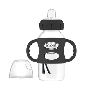 image:imageDr Browns Milestones WideNeck Sippy Spout Bottle with Silicone Handles 9 oz270 mL Ecru 1PackBlack